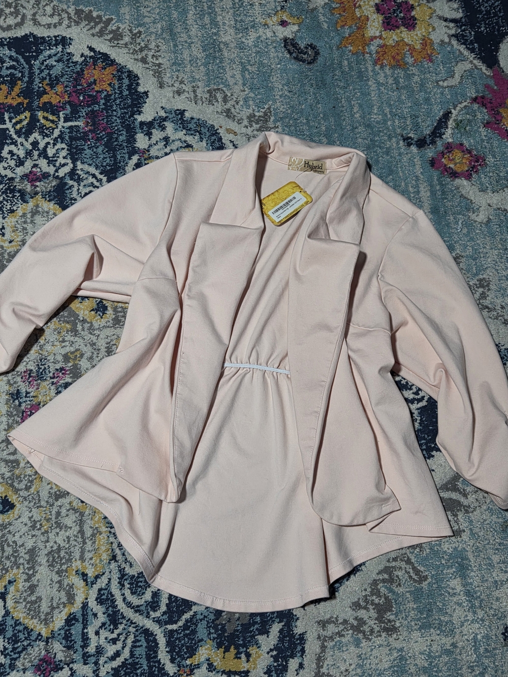 Soft Pink Peach Open Front High Low Blazer Jacket